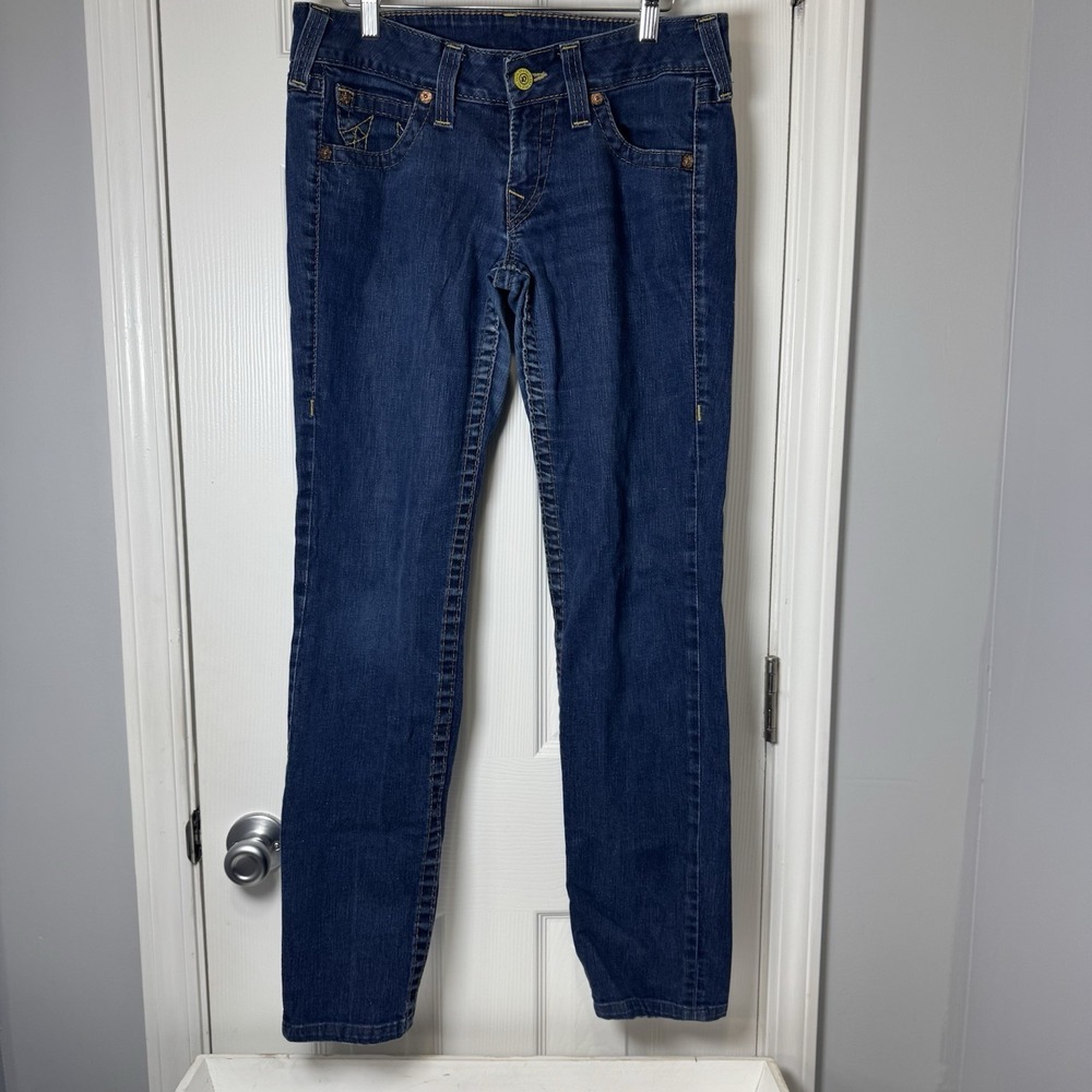 True Religion Casey Skinny Jeans Womens 31 Blue Denim Medium Wash Stretch